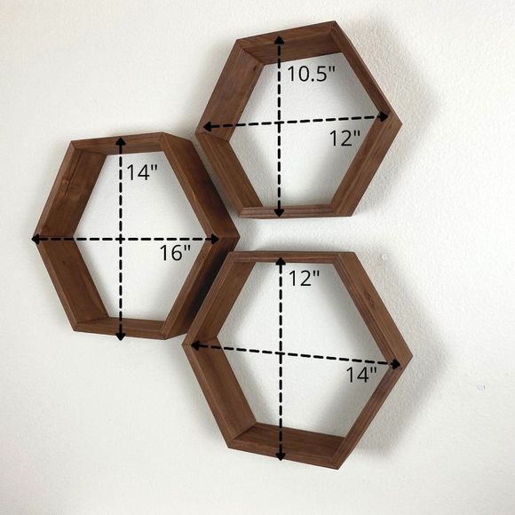 Hexagon Shelves Set - Home decor wall hanging shelves - Picture 4 of 9